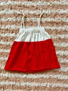 Colorblock Red and Cream Knit Tank Top